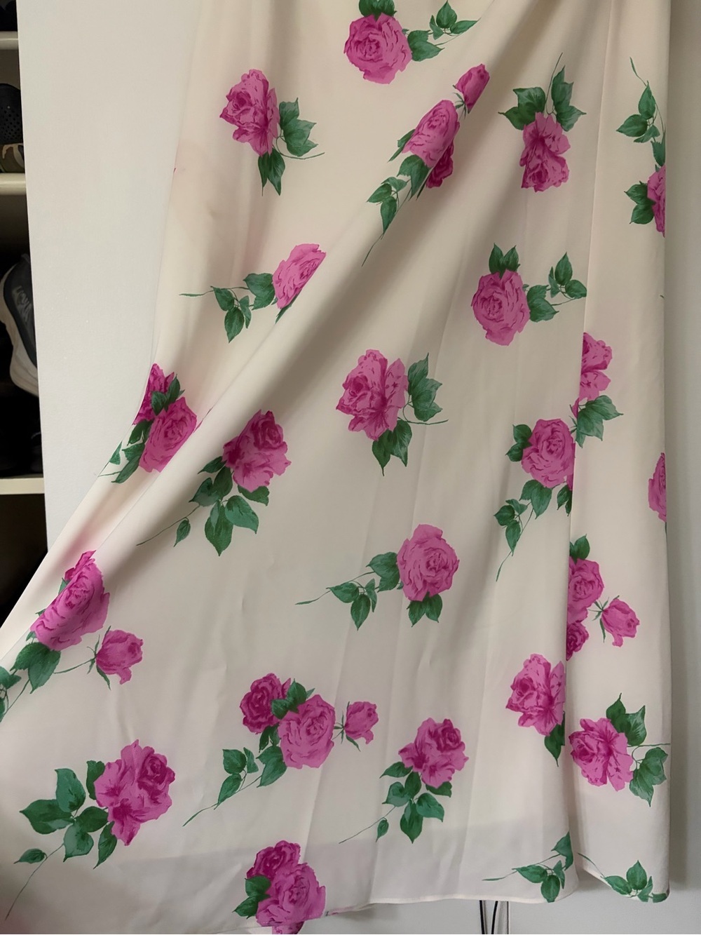 Wayf Cream Maxi Skirt with Pink Rose Print - Picture 4 of 6
